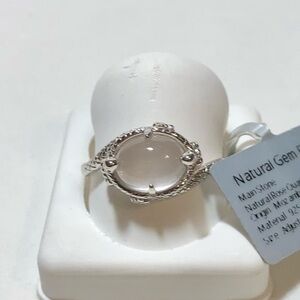 🌷🍃New Natural Rose Quartz Gemstone Sterling Silver 7 (6-8 Adjustable) Ring🍃🌷
